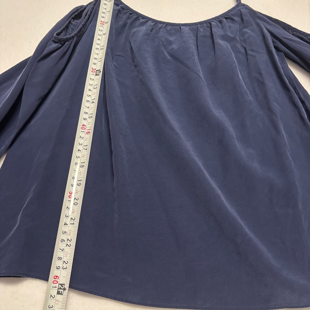 Lilly Pulitzer Navy Cold Shoulder Silk Long Sleeve Blouse Top XS - Picture 5 of 8